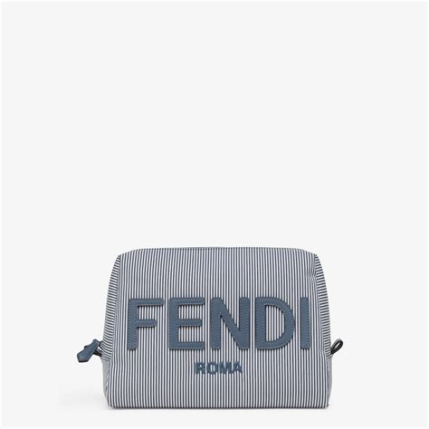 trousse de toilette en tissu rayé Fendi femmes VBZTD61455 bleu 